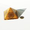 Orgone orgonite® powerful medium golden pyramid, quintuple power, 5 gold-plated Lakhovsky MWOs, Golden Ratio, abundance, welfare, prosperity