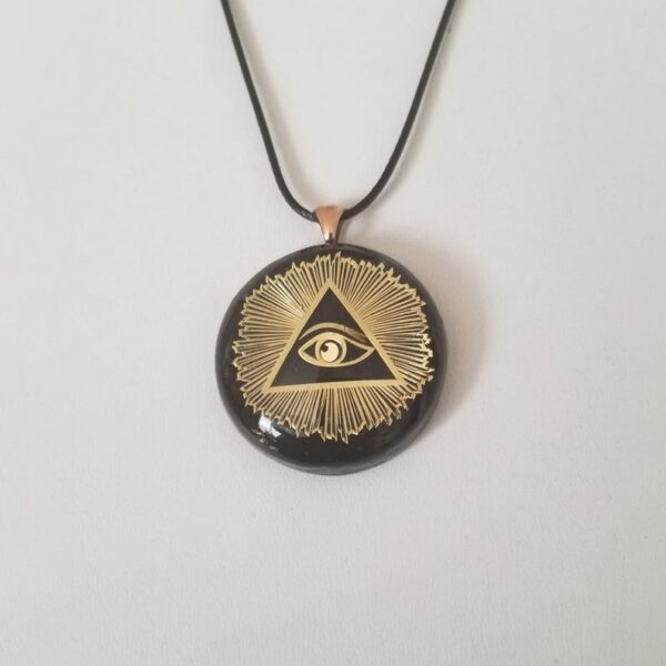 Orgonite® Pendant - all seeing eye orgone® amulet pendant with quartz crystal. Protection from EMF / RF radiation of cell phone