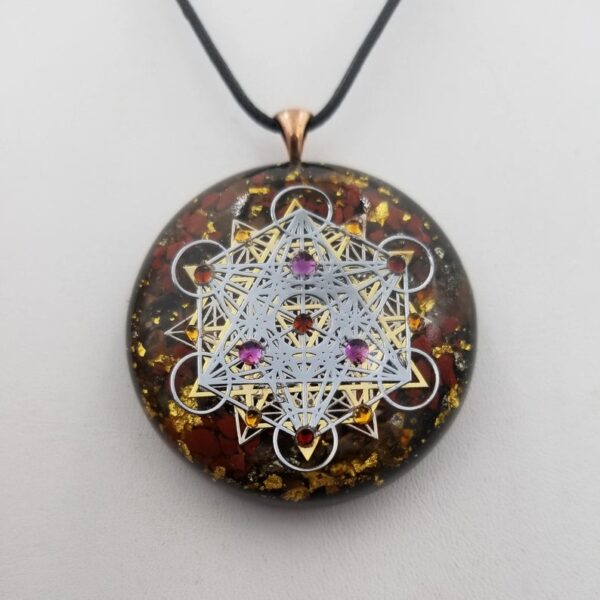 Orgonite® Pendant, Metatrons cube 64 tetrahedron orgone® amulet pendant for Protection of EMF & RF radiaton from cellphones