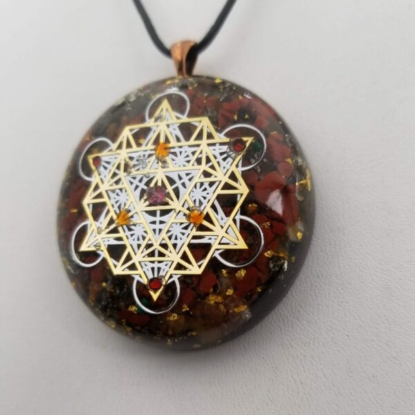 Orgonite® Pendant, Metatrons cube 64 tetrahedron orgone® amulet pendant for Protection of EMF & RF radiaton from cellphones