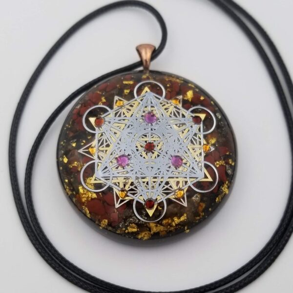 Orgonite® Pendant, Metatrons cube 64 tetrahedron orgone® amulet pendant for Protection of EMF & RF radiaton from cellphones