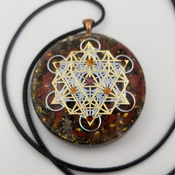 Orgonite® Pendant, Metatrons cube 64 tetrahedron orgone® amulet pendant for Protection of EMF & RF radiaton from cellphones