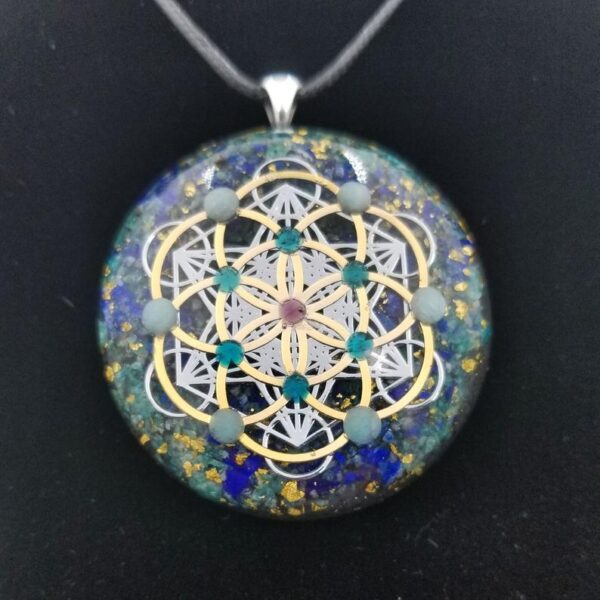 Orgonite® Metatrons seed of life orgone® amulet pendant for EMF & RF radiaton Protection from cellphones
