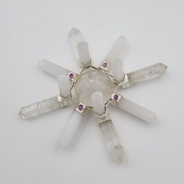 Crystal Generator Antenna wheel healing tool with Rose quartz, clear quartz, amethyst Reiki crystal energy healing tool