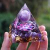 Amethyst Sphere with Amethyst Crystals Orgone Pyramid