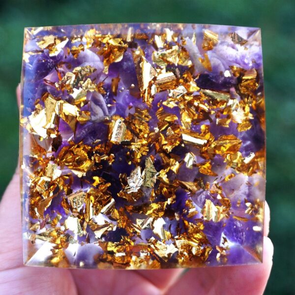 Amethyst Sphere with Amethyst Crystals Orgone Pyramid