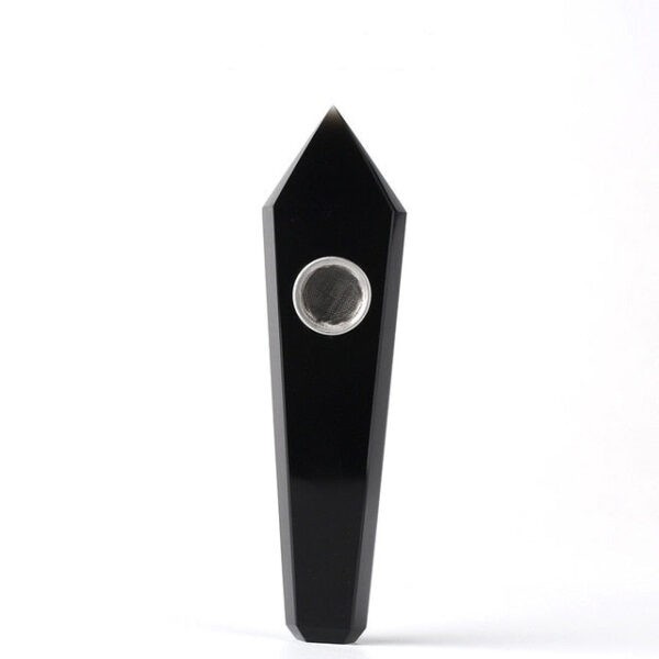 Obsidian Pipe Smoking Point Natural Quartz Crystal Healing