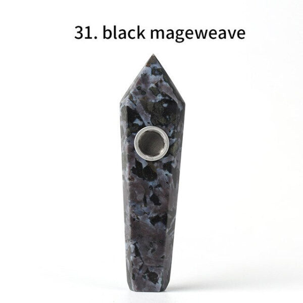 Obsidian Pipe Smoking Point Natural Quartz Crystal Healing