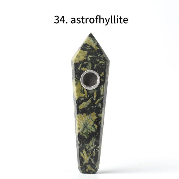 Obsidian Pipe Smoking Point Natural Quartz Crystal Healing