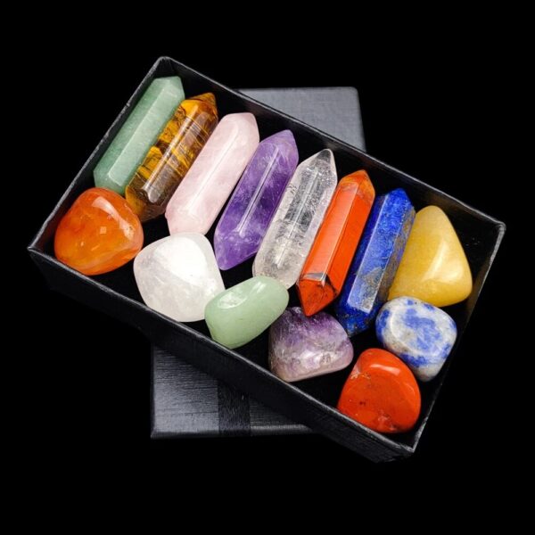 14pcs/Set Reiki Natural Chakra Stones Irregular Polishing Rock Yoga Mineral Energy Healing Quartz Crystal Wand Home Decoration