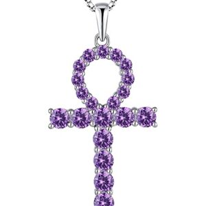  Amethyst Ankh 925 Sterling Silver Ankh Crucifix Pendant