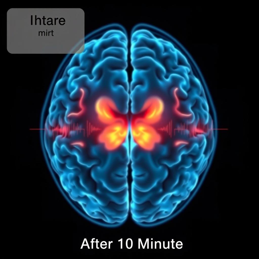 Brain after 10 minutes of frequency therapy showing improved synchronization