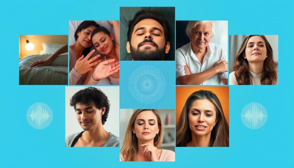 Collection of frequency therapy program benefits showing multiple aspects of wellness