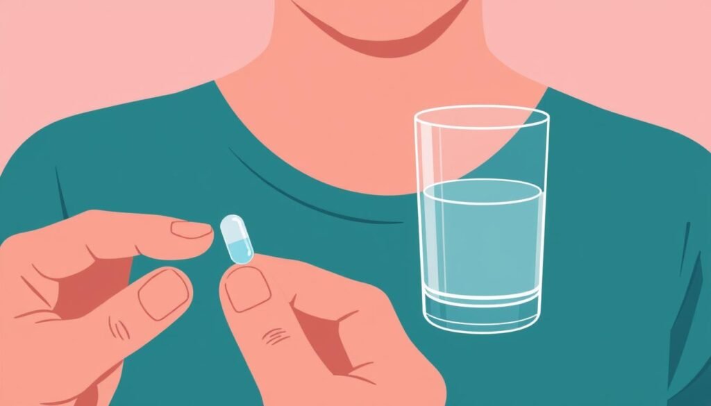 Image of a person taking a Mitolyn capsule with a glass of water