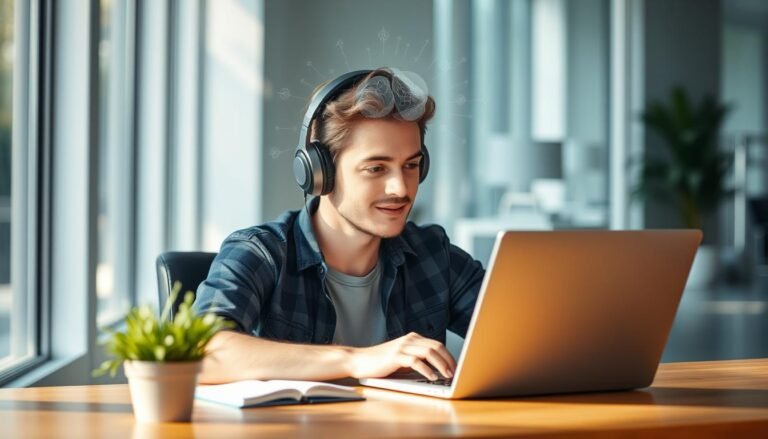 Person experiencing mental clarity after using Neuro Energizer audio program