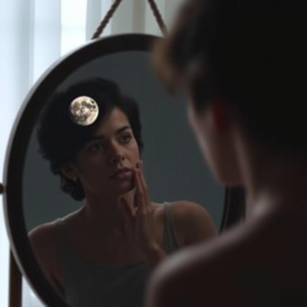 Person looking in mirror representing self-awareness from moon reading