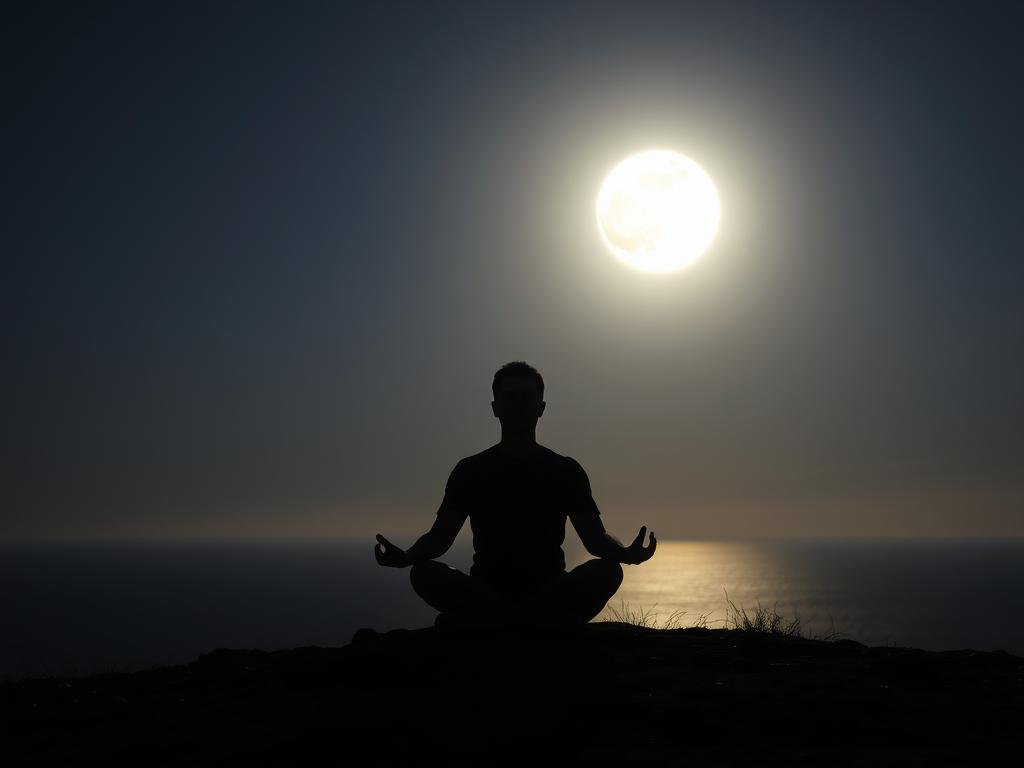 Person meditating under moonlight connecting with lunar energy