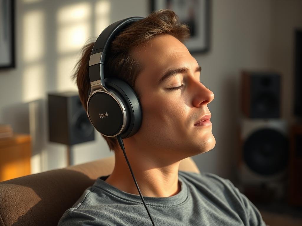 Person using headphones with Neuro Energizer in optimal setting
