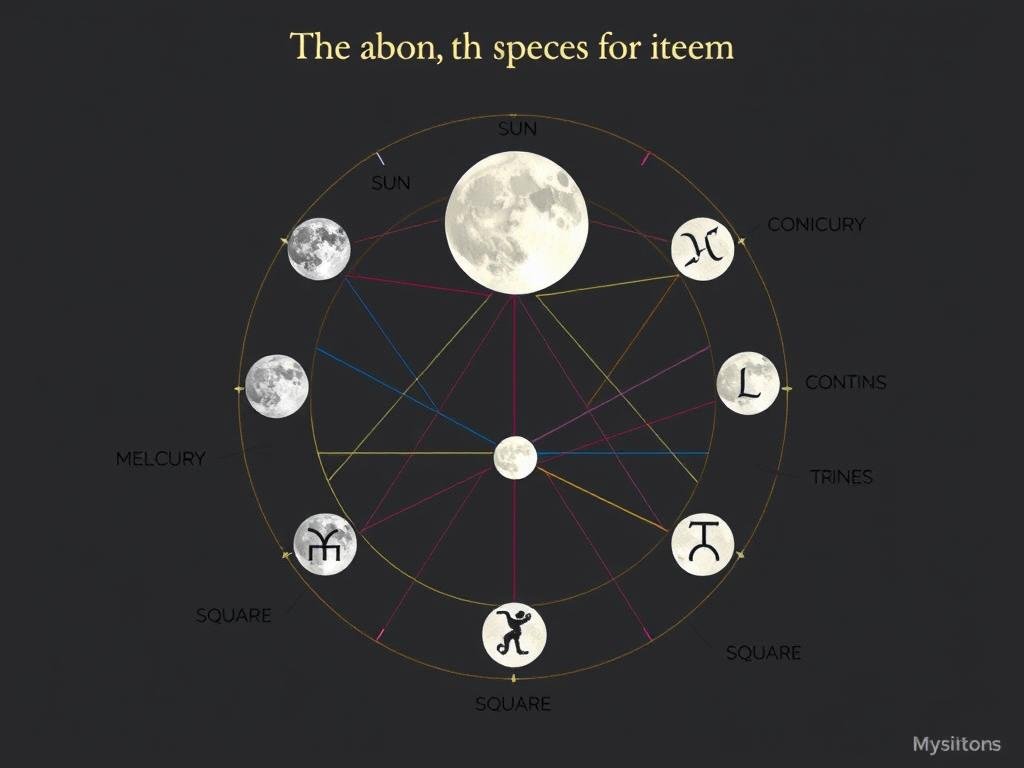 Planetary aspects showing moon connections to other planets
