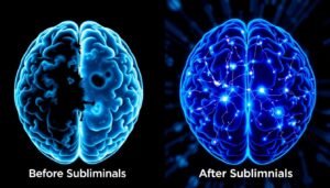 Before and after brain scans showing increase intelligence subliminals effects