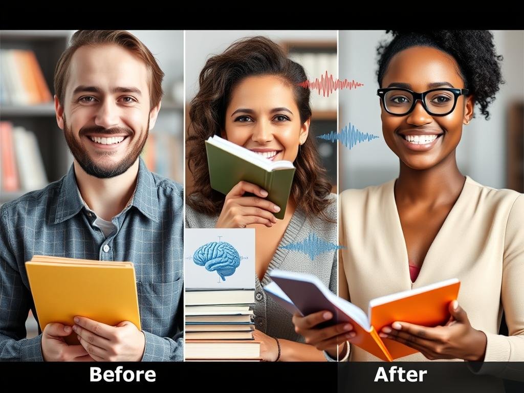 Collage of users showing their intelligence transformation results