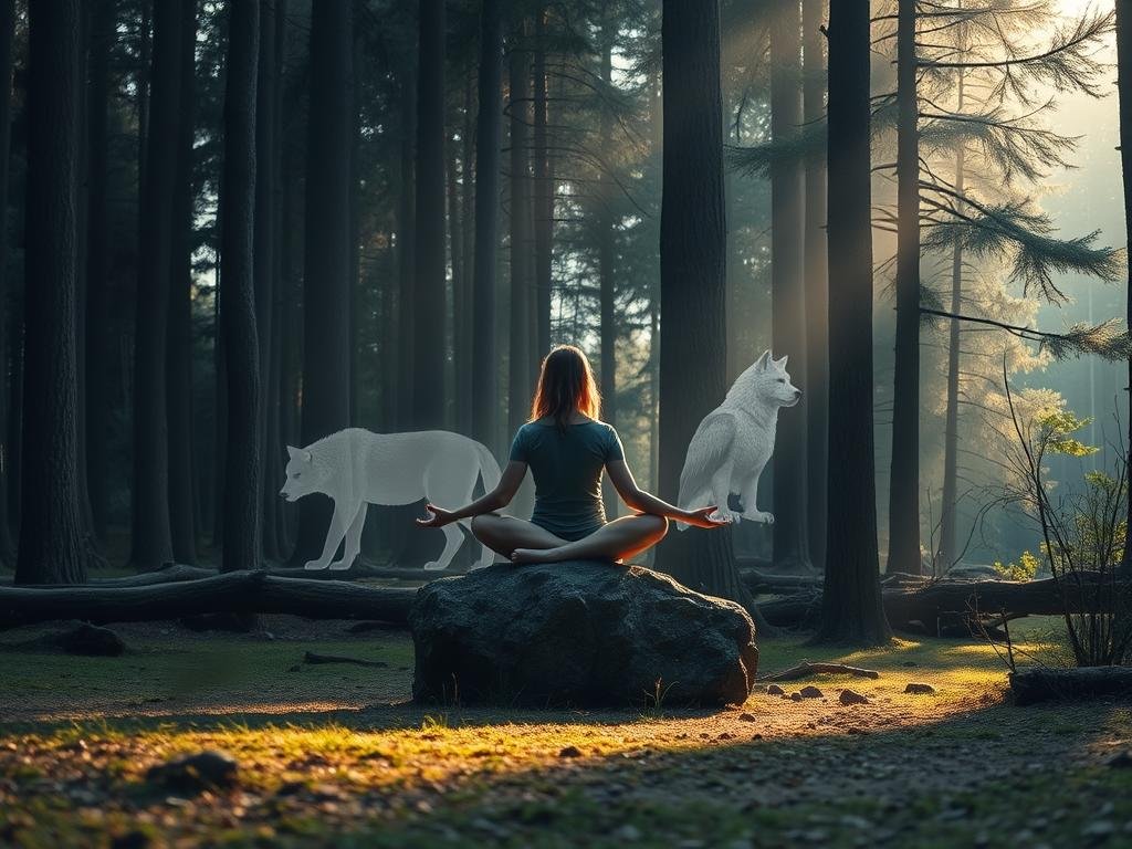 Person meditating to connect with their spirit animal