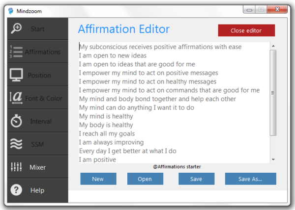 MindZoom: Subliminal Affirmation Software