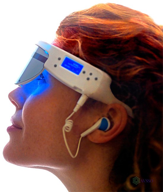 PSiO blue light glasses for audio-visual wellness therapy